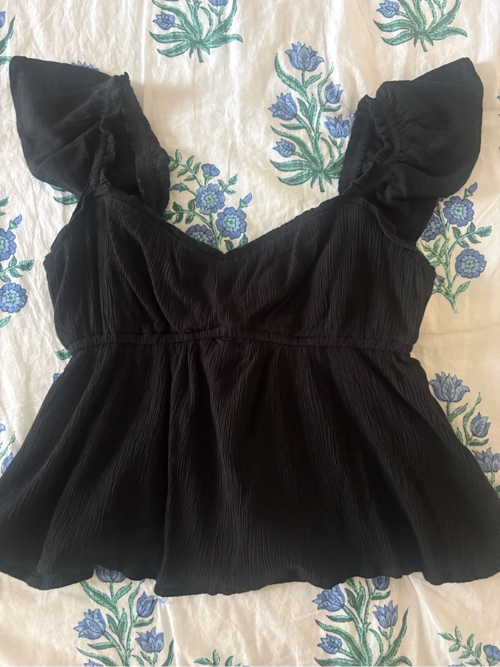 Hollister Black Ruffled Flutter Peplum Tank
